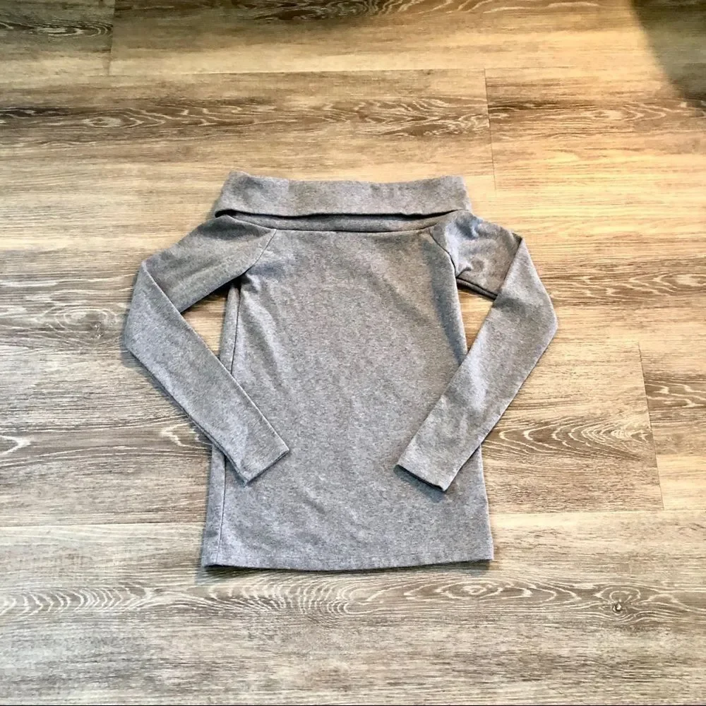 J Crew  grey off the shoulder long sleeved top